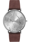 MONTRE - TINTIN - CLASSIC - « S » - CADRAN ARGENT - BRACELET BRUN