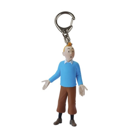 PORTE CLES PVC -TINTIN PULL BLEU 5,5CM